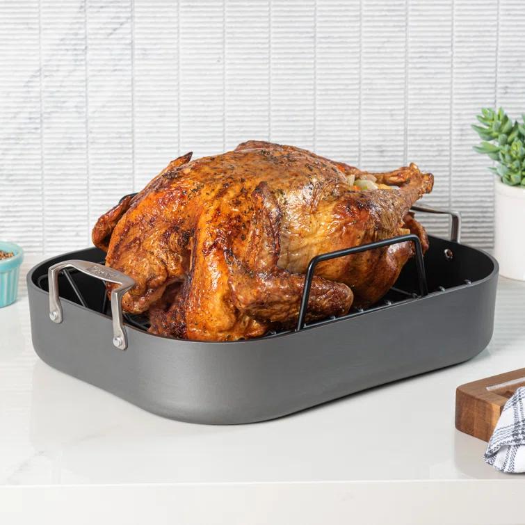 Viking Hard-Anodized Non-Stick 16" Roaster with Rack and Carving Set