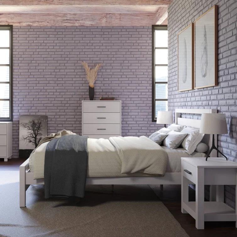 Loft Solid Wood Panel Bed