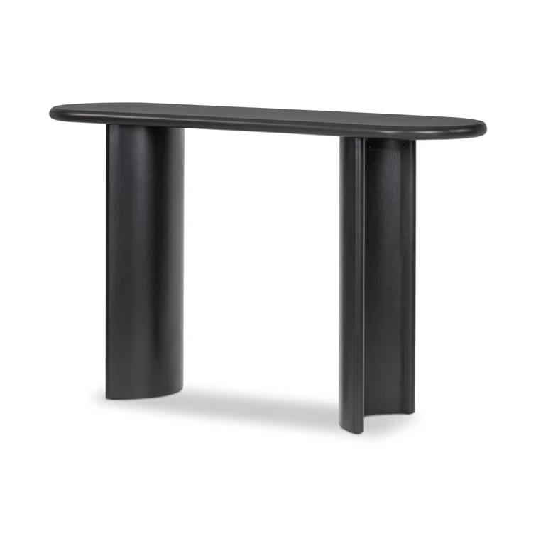Aged Black Acacia Solid Wood Demilune Console Table