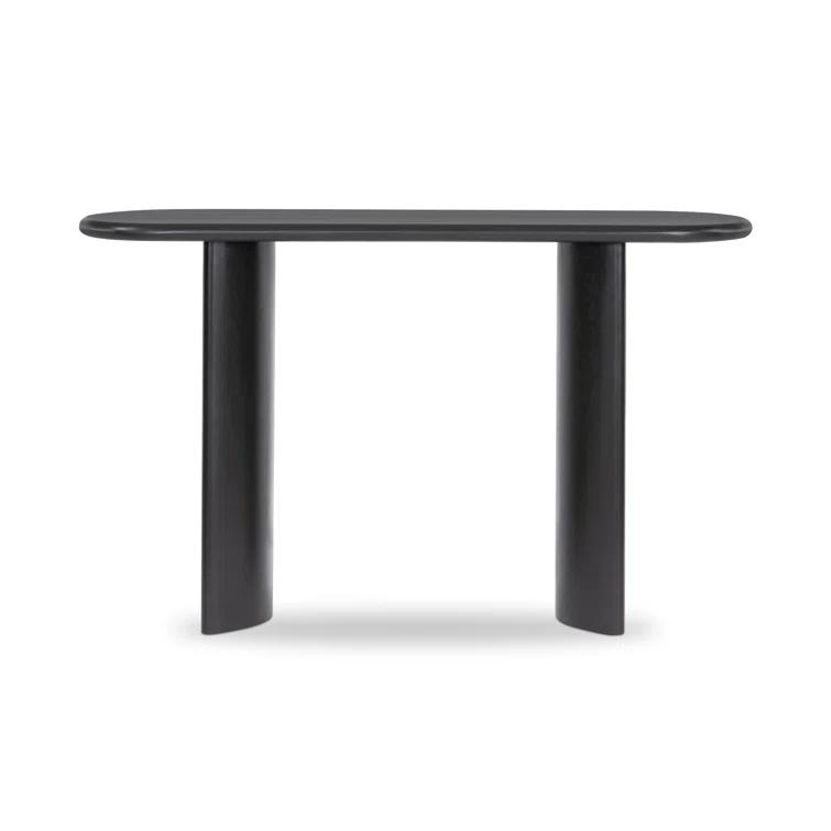 Aged Black Acacia Solid Wood Demilune Console Table