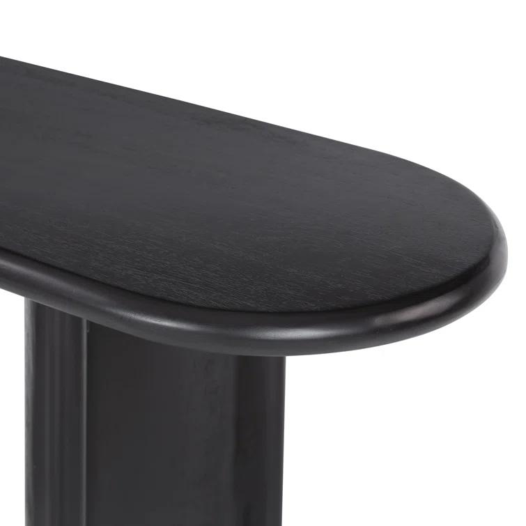 Aged Black Acacia Solid Wood Demilune Console Table