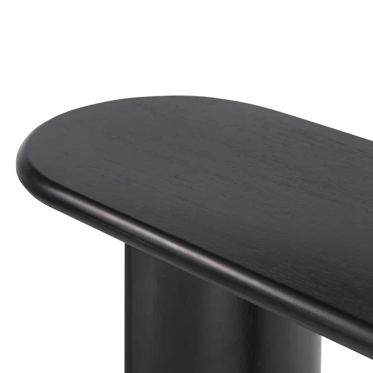 Aged Black Acacia Solid Wood Demilune Console Table