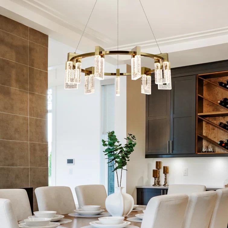Sorrento 27-in Ring 9-Light Height Adjustable ETL Certified Integrated LED Circular Chandelier