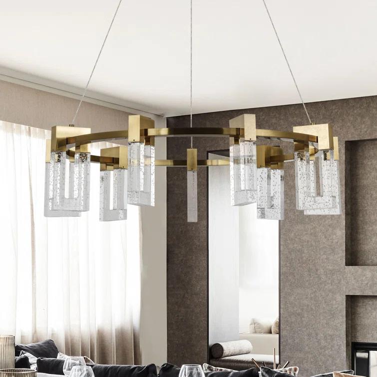 Sorrento 27-in Ring 9-Light Height Adjustable ETL Certified Integrated LED Circular Chandelier
