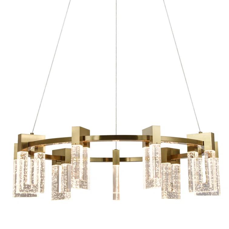 Sorrento 27-in Ring 9-Light Height Adjustable ETL Certified Integrated LED Circular Chandelier