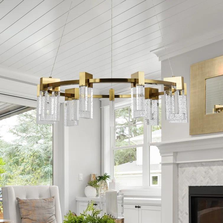 Sorrento 27-in Ring 9-Light Height Adjustable ETL Certified Integrated LED Circular Chandelier