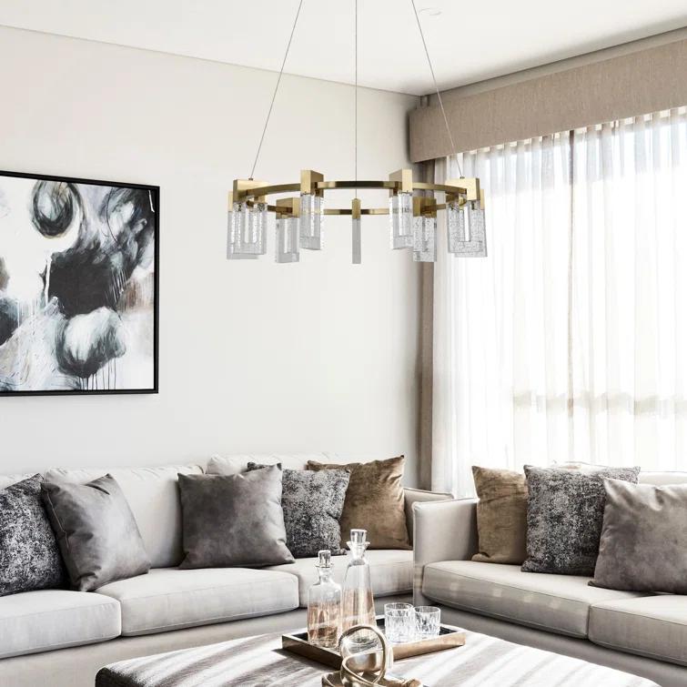 Sorrento 27-in Ring 9-Light Height Adjustable ETL Certified Integrated LED Circular Chandelier