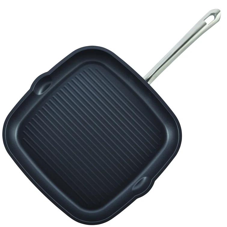 Anolon Accolade Forged Hard Anodized Nonstick Induction Square Stovetop Grill / Griddle Pan, 11 Inch, Moonstone