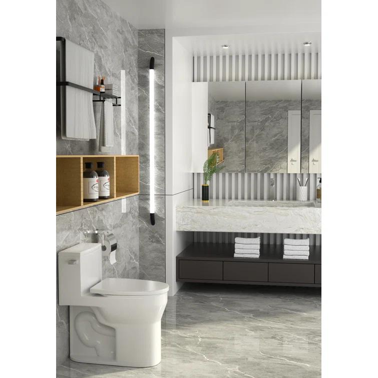 Lordear 1.28 Gallons GPF Elongated Comfort Height Floor Mounted One-Piece Toilet (Seat Included)