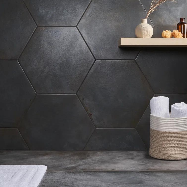 Angela Harris Fuller 20" Hex Porcelain Metallic Look Floor and Wall Tile