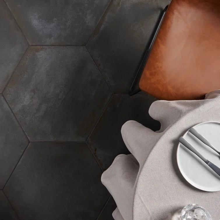 Angela Harris Fuller 20" Hex Porcelain Metallic Look Floor and Wall Tile
