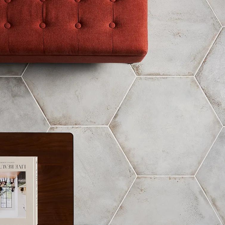 Angela Harris Fuller 20" Hex Porcelain Metallic Look Floor and Wall Tile