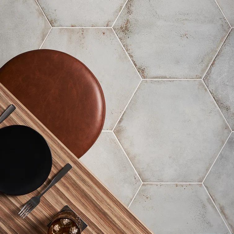 Angela Harris Fuller 20" Hex Porcelain Metallic Look Floor and Wall Tile