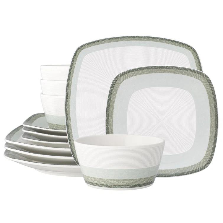 Noritake Colorscapes Layers Square 12-Piece Dinnerware Set, Service for 4