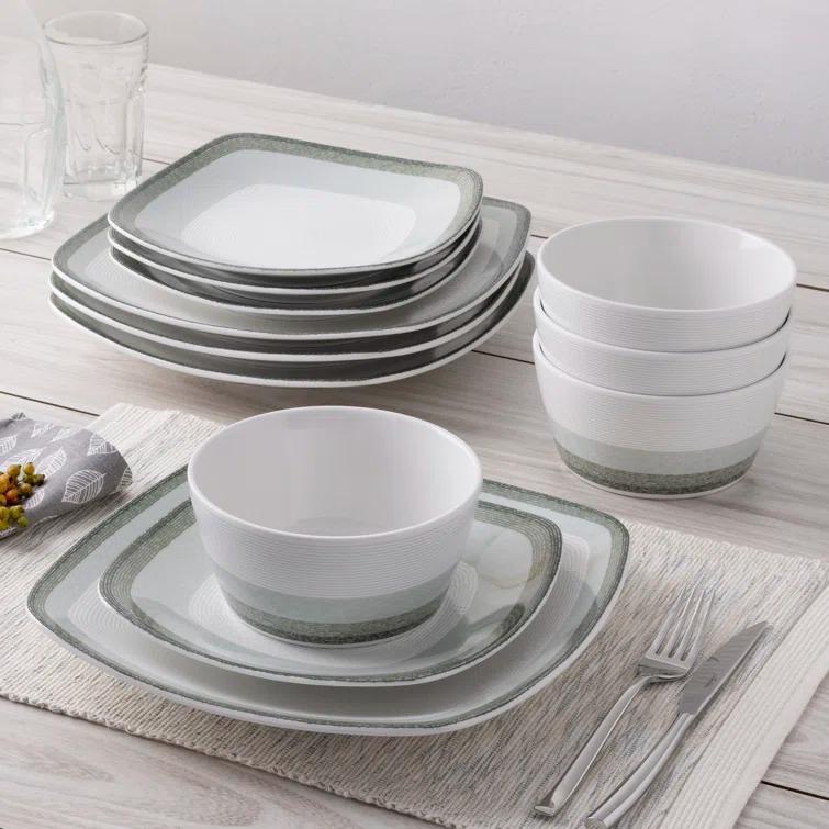 Noritake Colorscapes Layers Square 12-Piece Dinnerware Set, Service for 4
