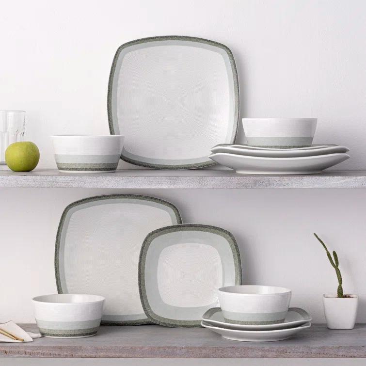 Noritake Colorscapes Layers Square 12-Piece Dinnerware Set, Service for 4