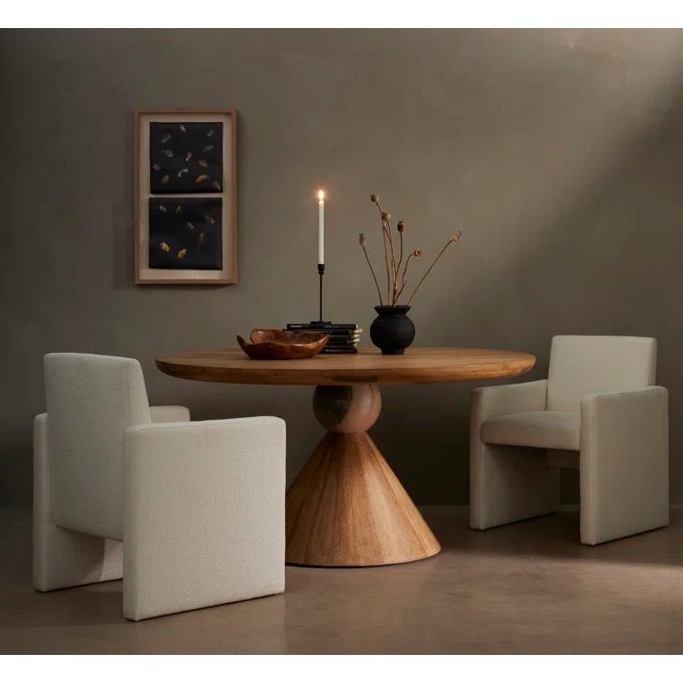 Jasmine Round Dining Table - Natural/Blush Marble