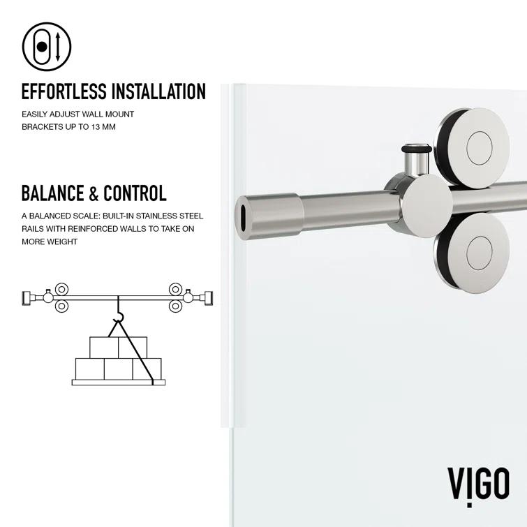 Elan 56-60" W x 66" H Sliding Frameless Tub Door with 3/8" Laminated Glass