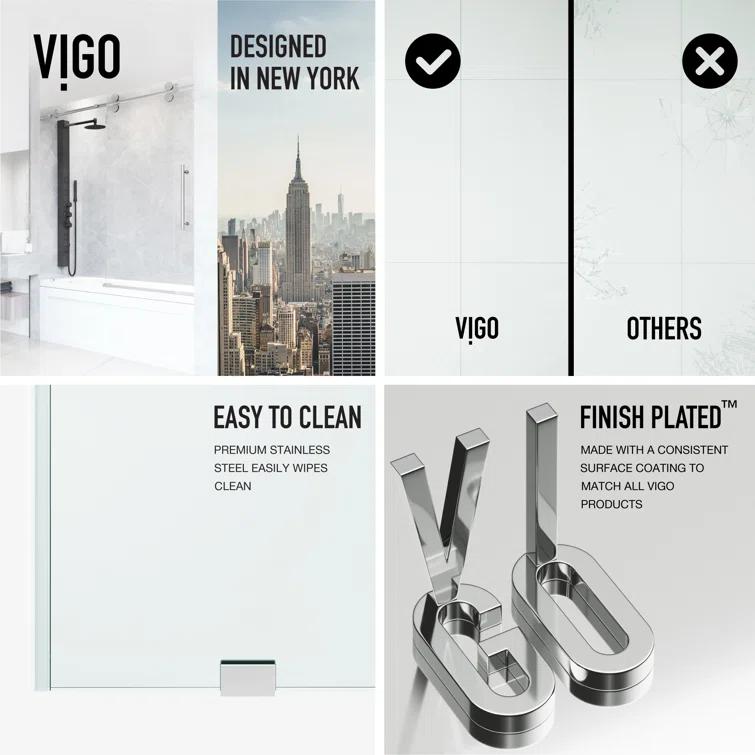 Elan 56-60" W x 66" H Sliding Frameless Tub Door with 3/8" Laminated Glass