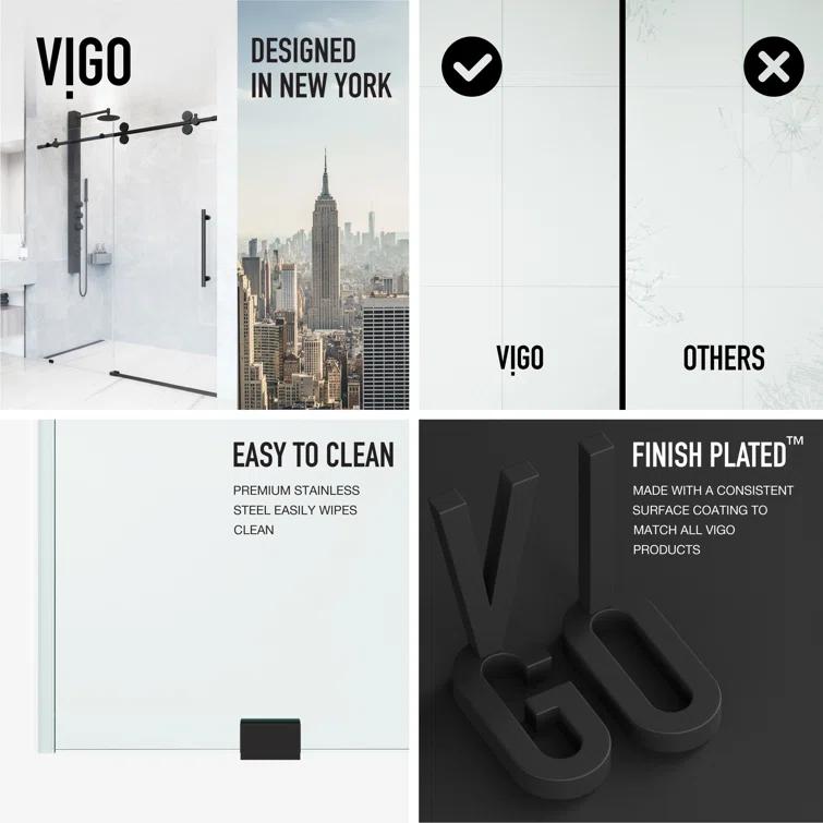 Elan 56-60" W x 74" H Sliding Frameless Shower Door with 3/8" Clear Glass