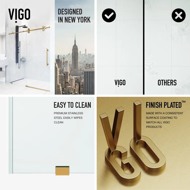 Elan 56-60" W x 74" H Sliding Frameless Shower Door with 3/8" Clear Glass