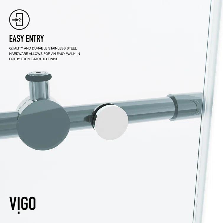 Elan 56-60" W x 74" H Sliding Frameless Shower Door with 3/8" Clear Glass