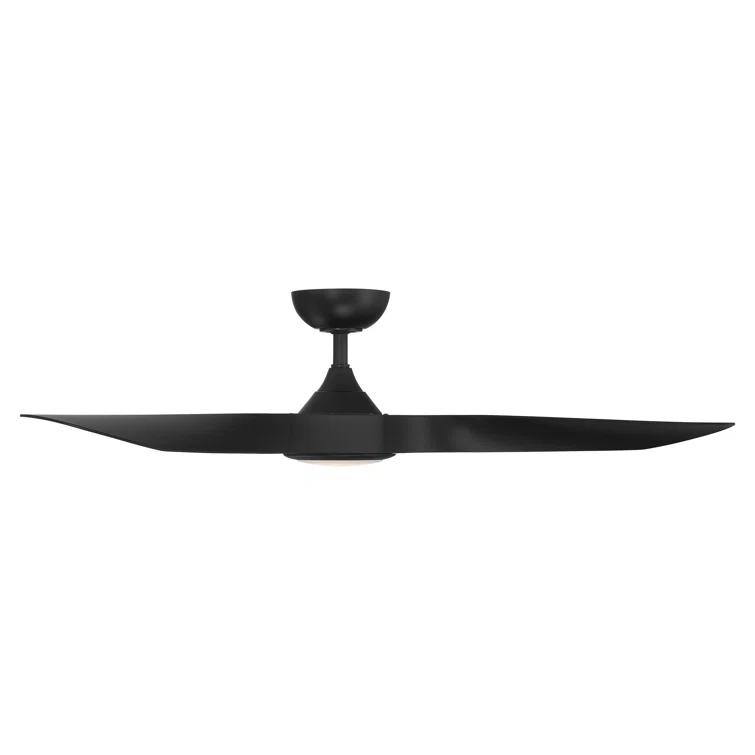 54" Swirl 3 - Blade Outdoor LED Smart Propeller Ceiling Fan with Remote Control and Light Kit Included