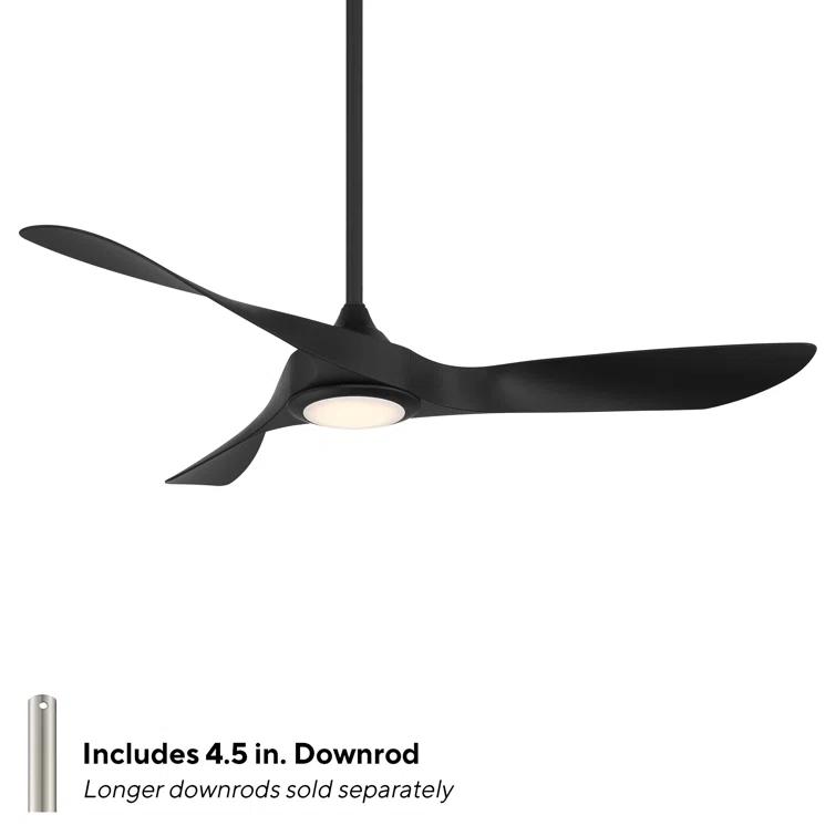 54" Swirl 3 - Blade Outdoor LED Smart Propeller Ceiling Fan with Remote Control and Light Kit Included