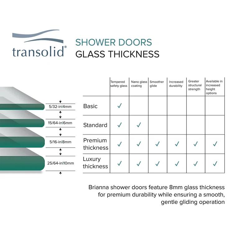 56" W x 70" H Bypass Frameless Shower Door with TruMotion Technology