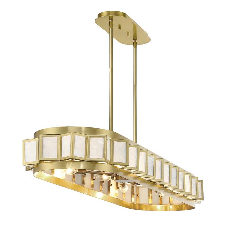 Savoy House Gideon 8-Light Linear Chandelier in Warm Brass