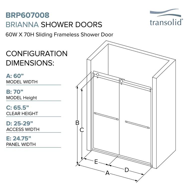 56" W x 70" H Bypass Frameless Shower Door with TruMotion Technology
