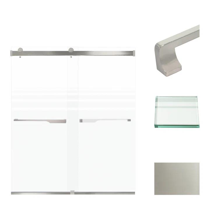 56" W x 70" H Bypass Frameless Shower Door with TruMotion Technology