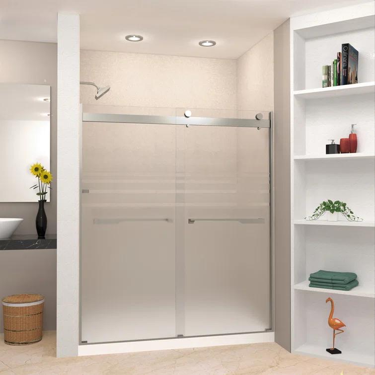 56" W x 70" H Bypass Frameless Shower Door with TruMotion Technology