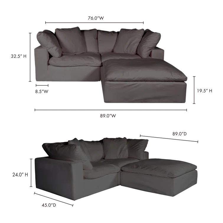 Chilton Nook Light Grey Tufted Modular Sectional with Ottoman