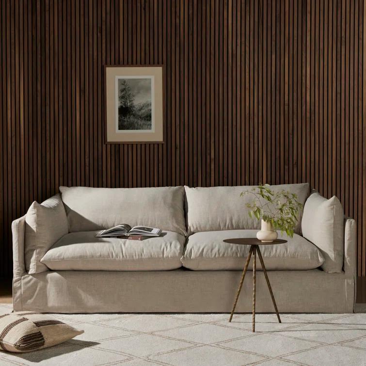 Bennett Moon 90.5'' White Contemporary Slipcovered Sofa