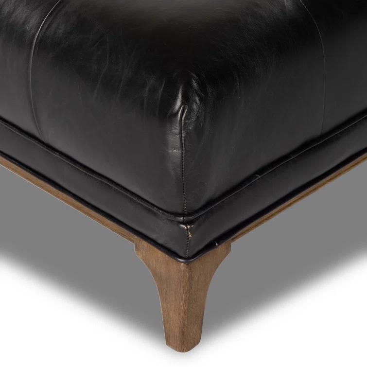 Dylan Mid-Century Rider Black Leather Chaise Lounge