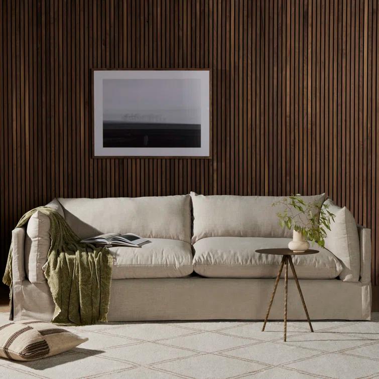 Bennett Moon 96" Slipcovered Sofa with Track Arms