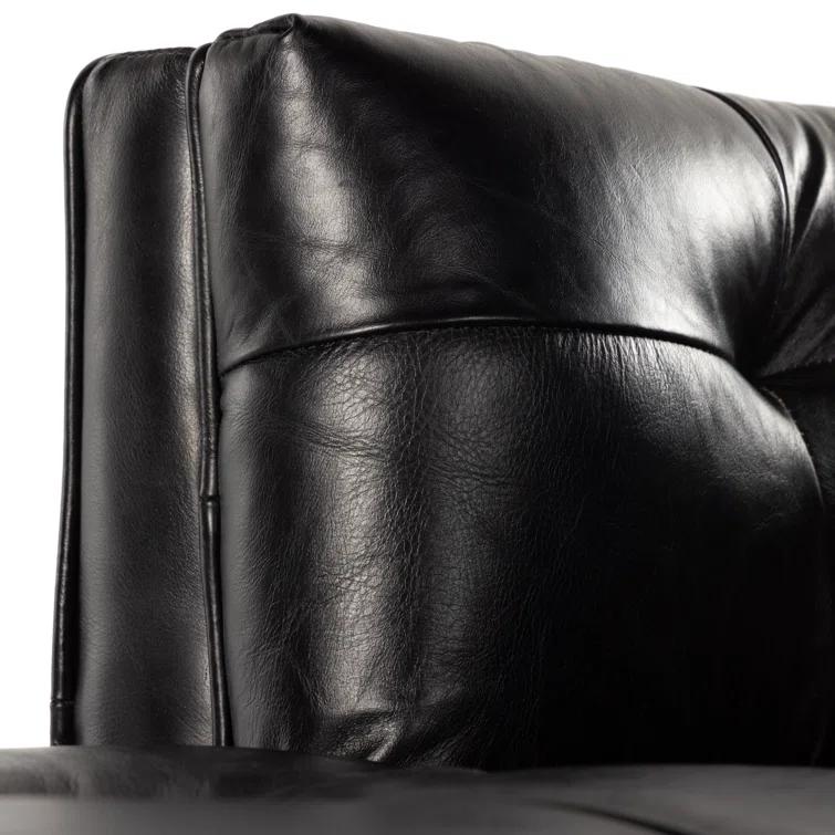 Dylan Mid-Century Rider Black Leather Chaise Lounge