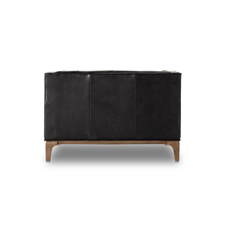 Dylan Mid-Century Rider Black Leather Chaise Lounge
