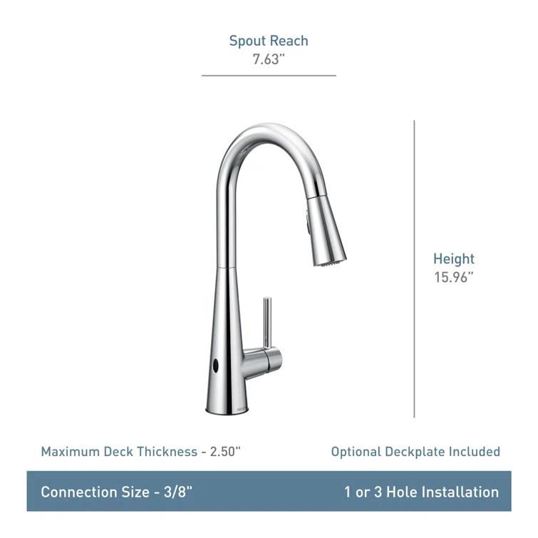 Moen Sleek MotionSense Wave Single Handle Pulldown Kitchen Faucet with Power Clean Technology