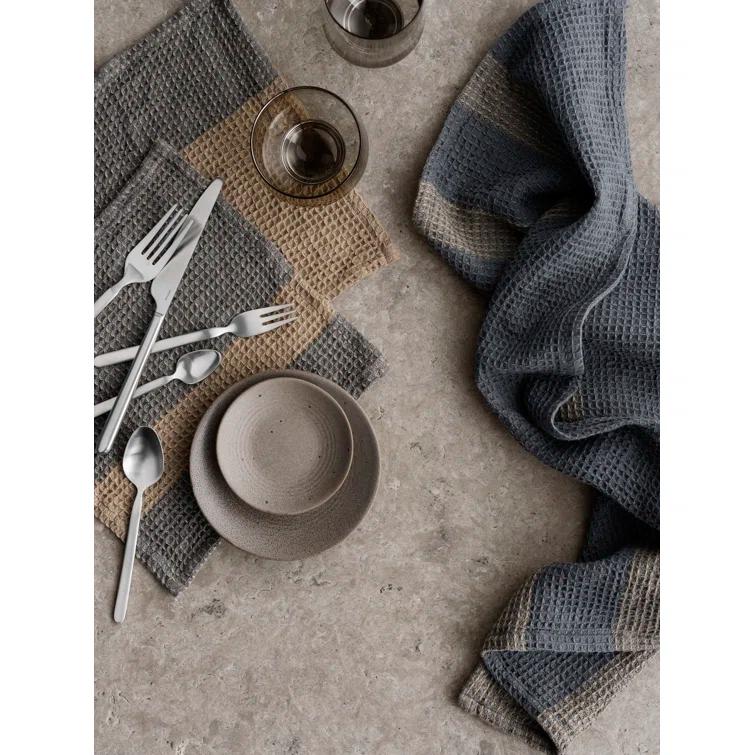 Indian Tan and Tradewinds Cotton Waffle Tea Towel Set