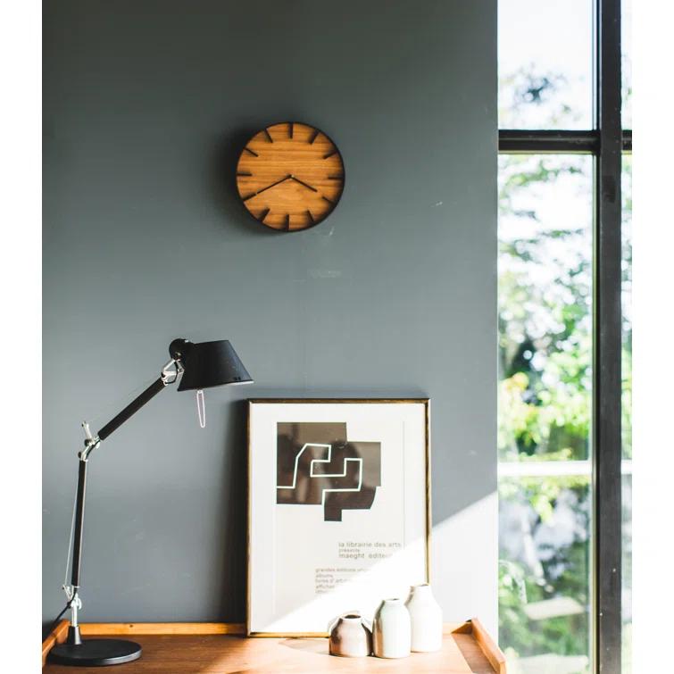 Rin Yamazaki Home Wall Clock, Modern Wood Home Decoration, Steel + Wood, Step Motion Second
