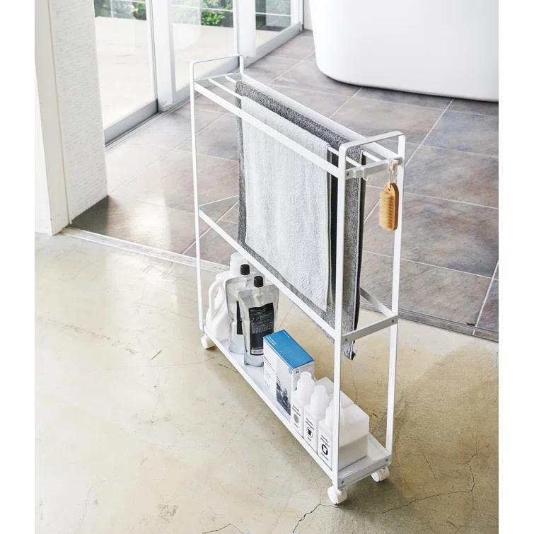 Yamazaki Home Tower Yamazaki Home Towel Rack And Bath Cart, Rolling Bathroom Storage Organizer 4292