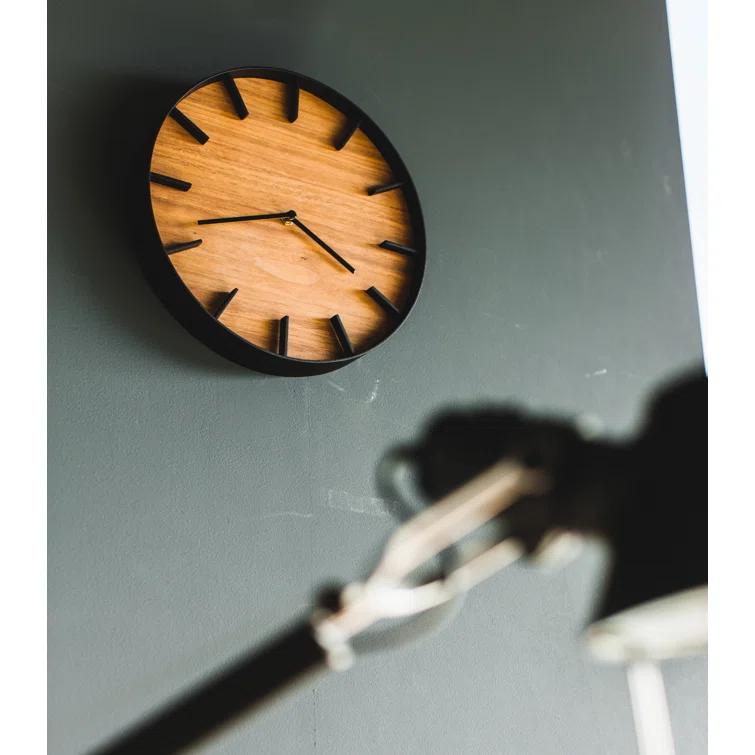 Rin Yamazaki Home Wall Clock, Modern Wood Home Decoration, Steel + Wood, Step Motion Second