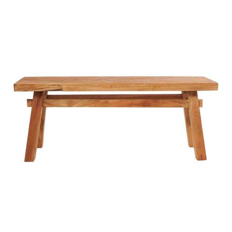 Milani Brown Wood Handmade Distressed Bench with High Trestle Legs 47" x 12" x 21"
