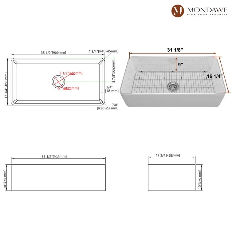 Farmhouse / Apron Single Bowl Fireclay Kitchen Sink