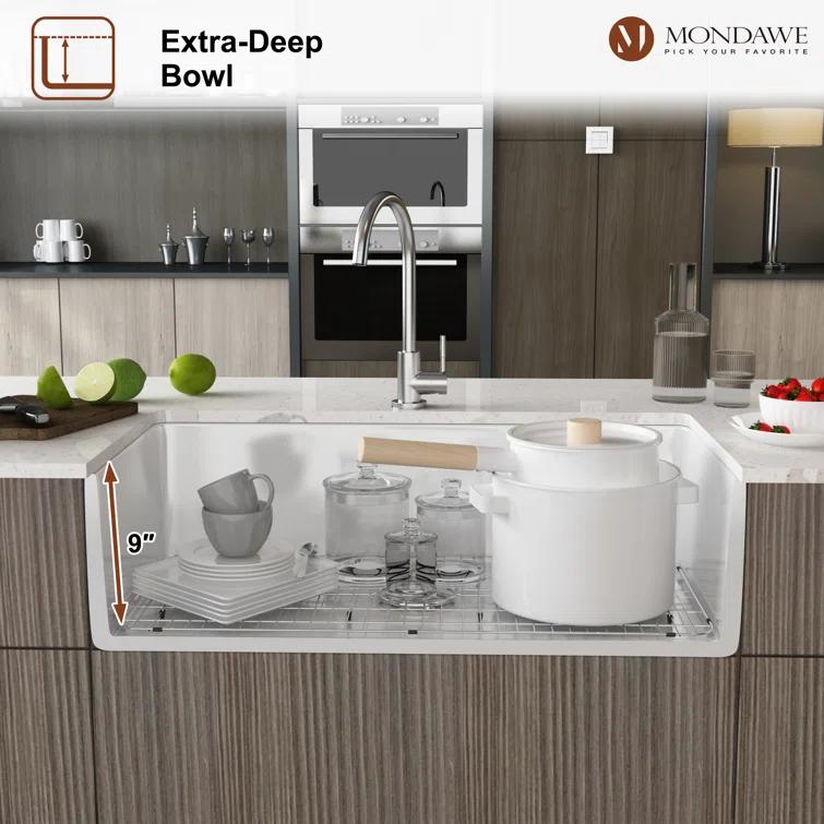 Farmhouse / Apron Single Bowl Fireclay Kitchen Sink