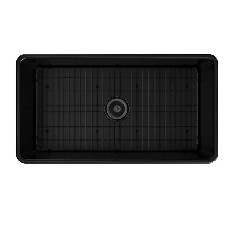 mondawe Farmhouse / Apron Single Bowl Fireclay Kitchen Sink KMSC0005-F33W