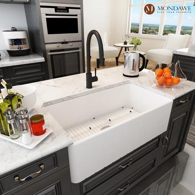 Farmhouse / Apron Single Bowl Fireclay Kitchen Sink