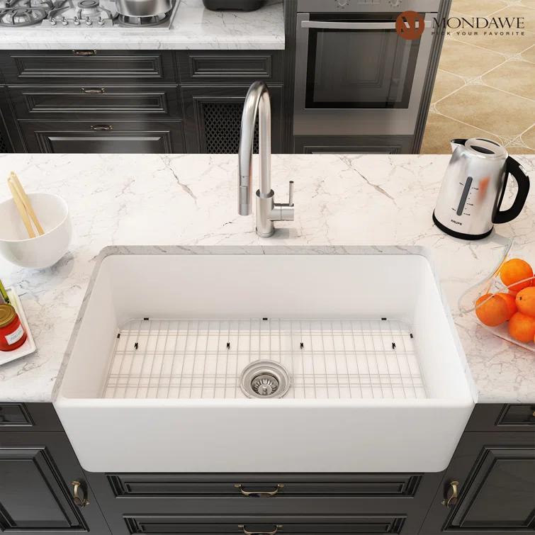 Farmhouse / Apron Single Bowl Fireclay Kitchen Sink